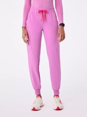 Figs Pink Zamora Scrub Jogger with Red Drawstring size XXL
